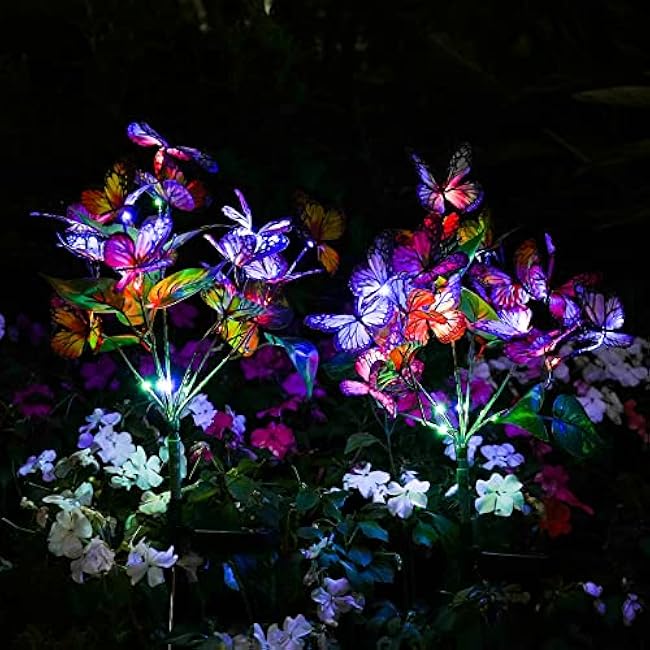 Solar Garden Lights Outdoor Waterproof Decorative Solar Lights Outdoor 8 Pack with 176 LED 136 Butterfly Flower Garden Decor Yard Decorations Patio Lawn, Gifts for Mother's Day Mom Women