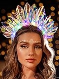 GENBREE Light Up Crown New Year Eve Headband Rave Hair Accessories Led Costume Headpiece for Women