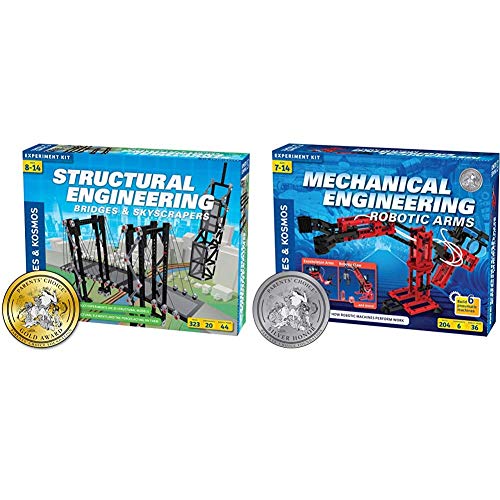 Thames & Kosmos Structural Engineering: Bridges Skyscrapers Kit & Mechanical Engineering Robotic Arms for Age 7+ STEM