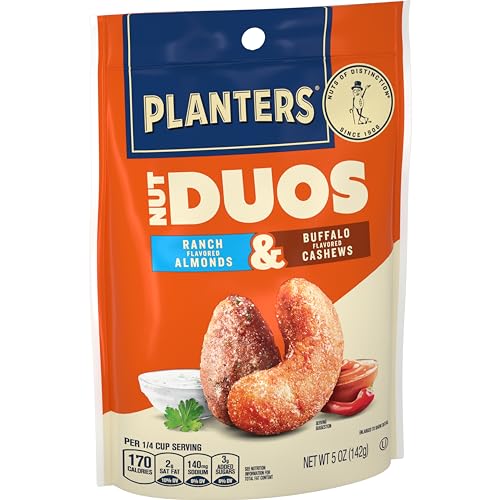Image of PLANTERS Nut Duos, Flavored Nuts, Ranch Almonds & Buffalo Cashews 5oz (Pack of 2)