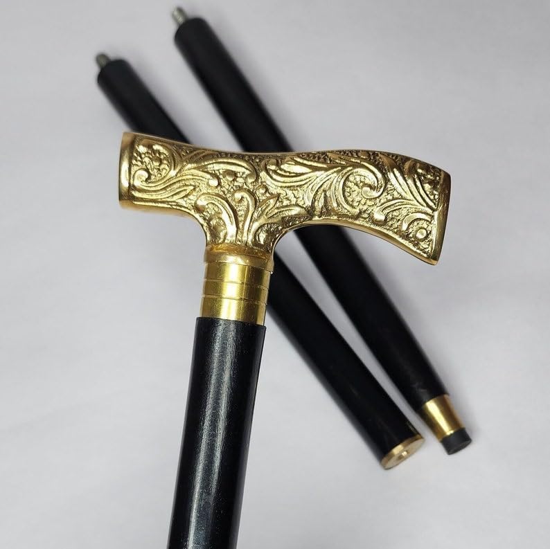Bastone da passeggio in legno Deigner pieghevole personalizzato da 91,4 cm con manico in ottone originale completamente inciso, regalo per battesimo, marrone, VT006