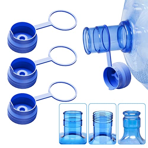 Image of 3 & 5 Gallon Water Jug Cap Reusable, Food Grade Silicone Replacement Gallon Caps for 55mm Standard /Screw /Crown Tops Water Bottle and Water Dispensers, Non-Spill Lids for Anti-Splash, Leak Free (3PCS)