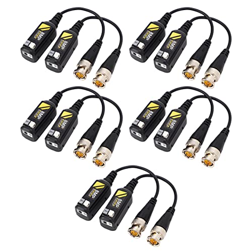 ZJchao Connecteur Balun Vidéo BNC 8 MP avec Protection contre la Foudre, Transmetteur à Paire Torsadée à Faible Perte, 5 Paires pour Transmission de Signal Longue Distance HD CVI, AHD,