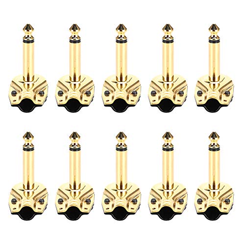 10 Pcs Plugue de Soldagem de Guitarra, Cotovelo de 90 Graus 6,35mm Plugue de Soldagem de Metal Diy p