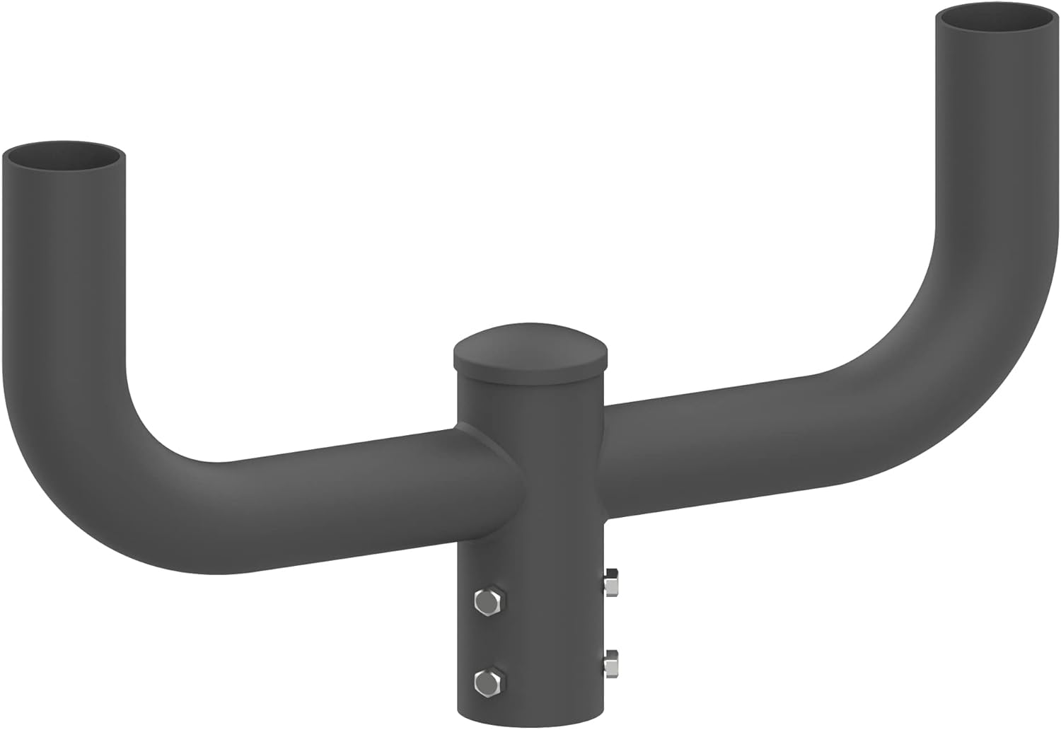 Double Bullhorn Bracket for 2 Lights, 180 Degree Mounting, 2-3/8" Slip Fitter, Steel, Dark Bronze, Pole Mount, 5 Year Warranty