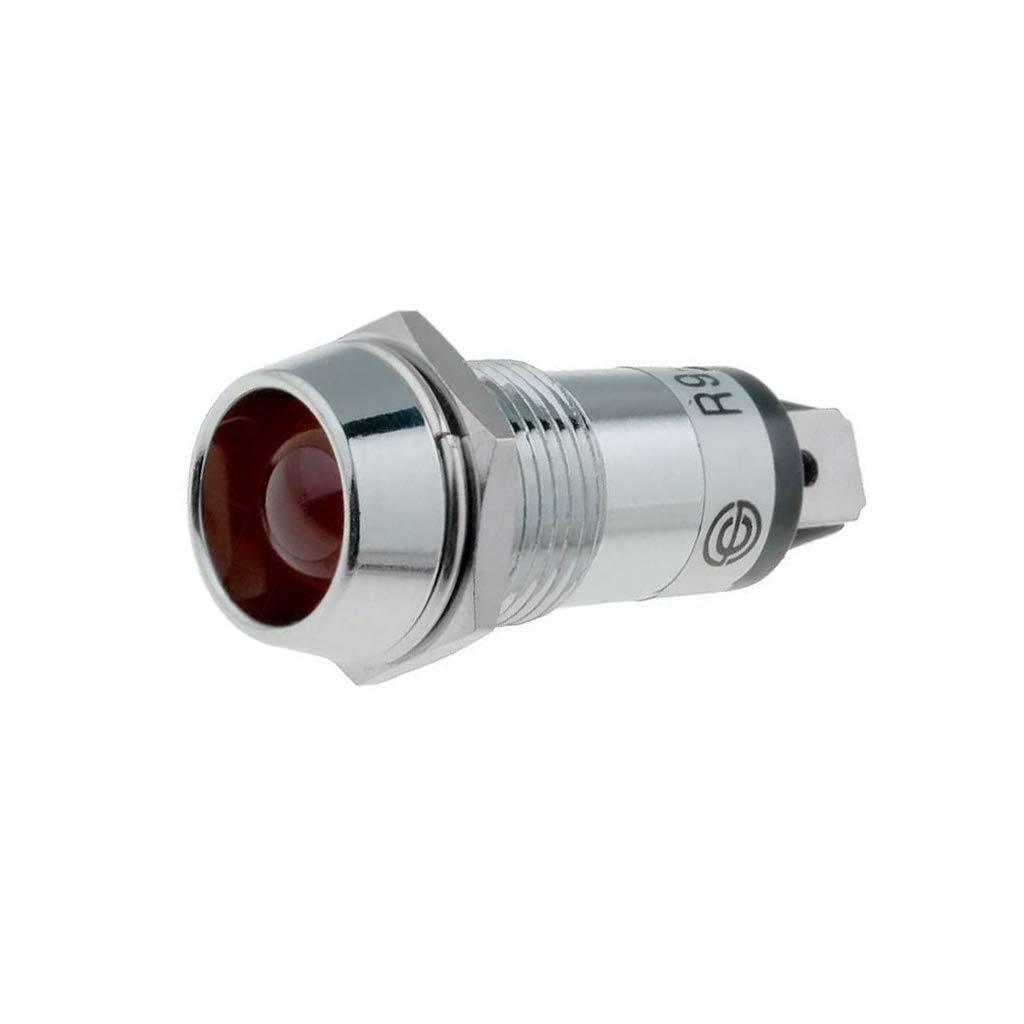 Bouton Poussoir LED Concave 12VDC - Ø14,2mm, Laiton, IP40, LED Jaune 10mm - R9-86L-01-12YELLOW