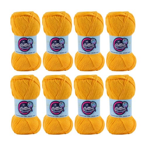Image of NESTNHAVEN Cotton Candy 100% Cotton Yarn - (100g, 185 Meters) - Luxury Yarn for Crochet, Amigurumi, Embroidery, Toys, Garments, Flowers and Hobby, Projects. (Sunset Yellow) | (800 Gm)