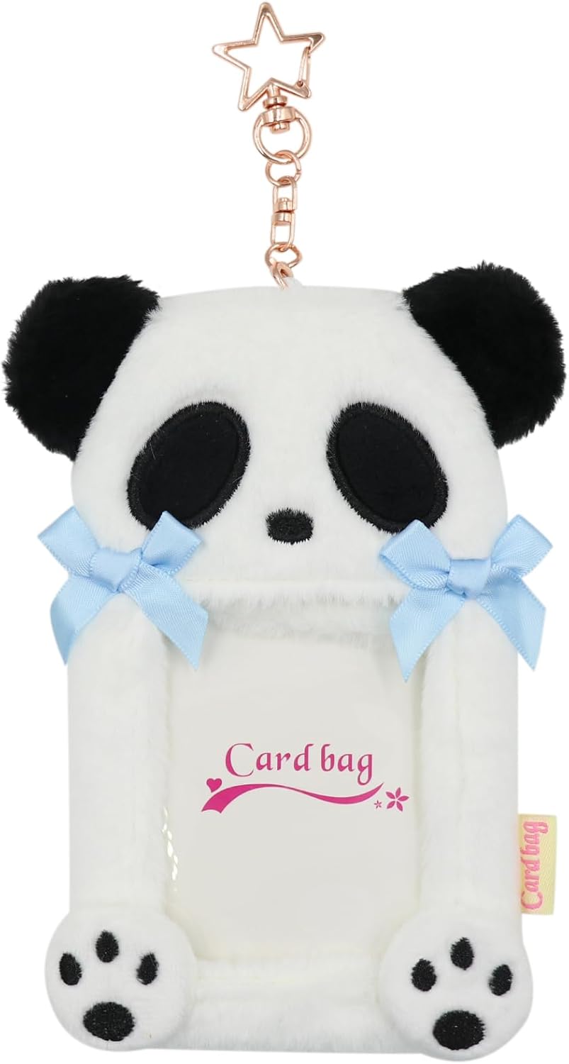 Plush Postcards Sleeve Photocard Holder Id Credit Card Case Protection Cover Bank Card Protector Birthday Gift,Panda 1#
