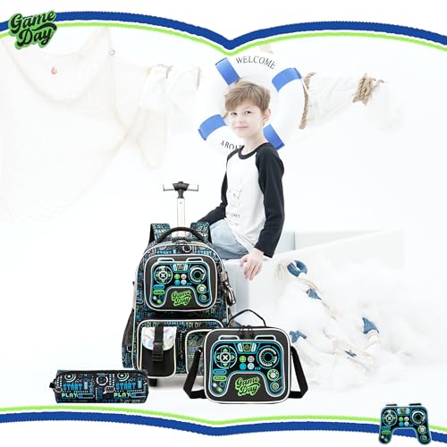 Meetbelify Mochila infantil com rodinhas para meninas e meninos para estudantes do ensino fundamenta