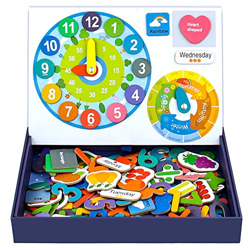jerryvon Juguetes Educativos Montessori Calendario Reloj Madera Magnético Puzzles Infantiles 3 4 5 6 Anos