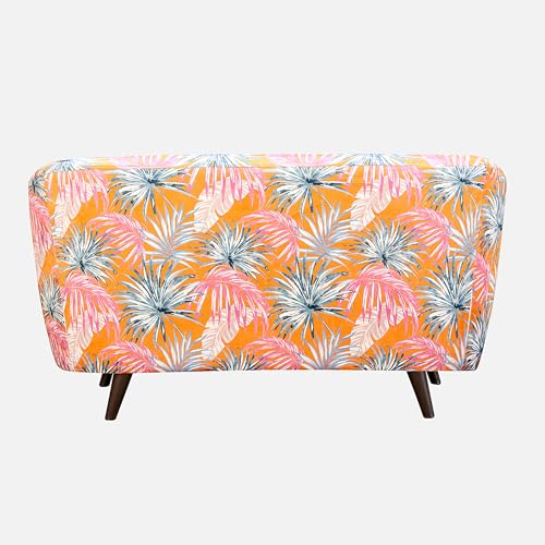 Image of Duroflex Meadow - Premium Accent Love Seat with Channel-Stitched Upholstery | Plush Foam & Curved Backrest | Durable & Elegant Seating | 3 Year Warranty - Floral Yellow