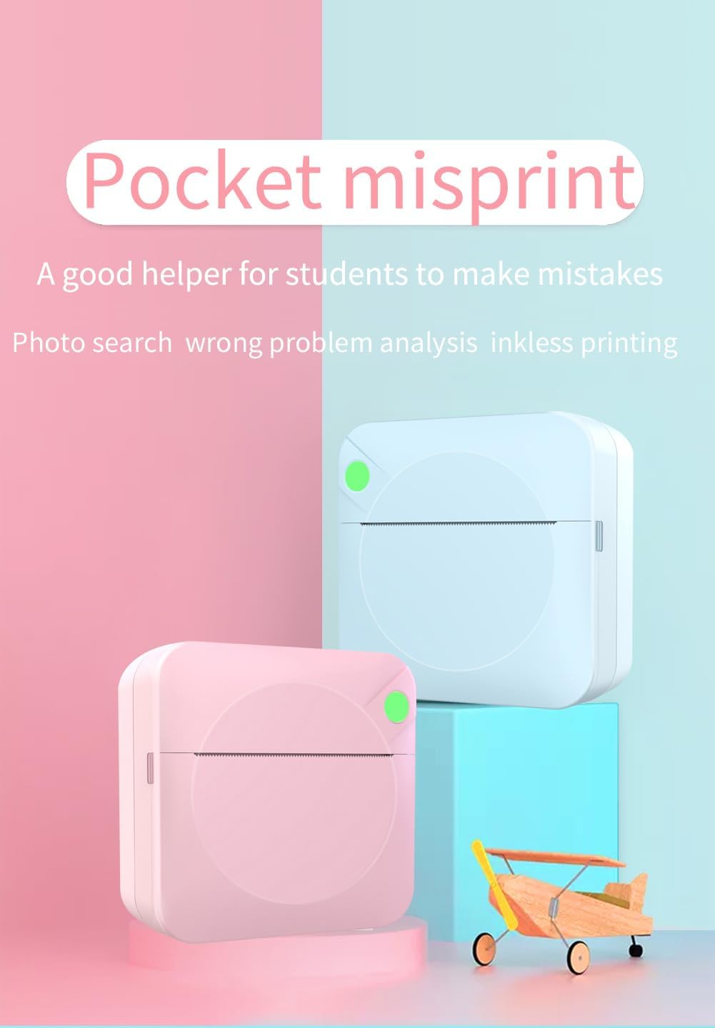 Mini Pocket Sticker, Portable Mobile Smart Post It Sticky Note Printer, Handheld Inkless Thermal Printer Compatible for Learning Assistance, Study Notes, Journal, Fun, Work (Blue)