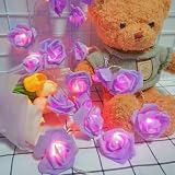 VIPMOON Rose Flower String Lights,2M 20LED Battery Operated Romantic String Lights Bright Warm Flower Rose Lamp Fairy Light for Valentine's Day Wedding Gardens Party Christmas Decoration (Purple)