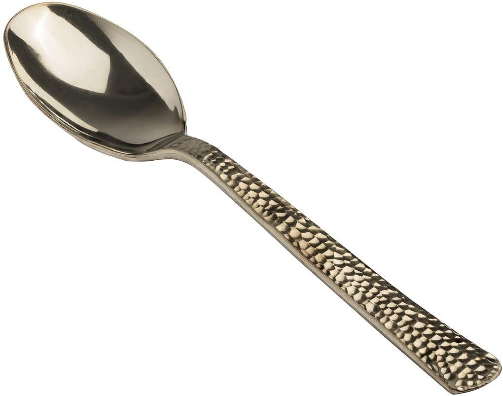 1 Set, Gold Plastic Spoons (20/Pack) Hammered Collection