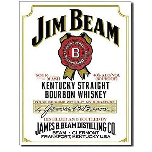 Nostalgic Jim Beam White Label Bourbon Whiskey Retro Emobssed Metal Tin Sign 8x12in