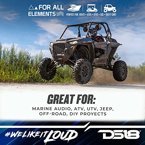 DS18 Marine Speakers Bundle - Waterproof BT Audio Receiver Rocker Switch with 2X 8 Compact Wakeboard Tower Speakers with Hybrid Mid-Range & RGB LED Lights - Great for Powersports, ATV UTV & Boats - image 7