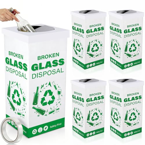 6 Sets Cardboard Broken Glass Disposal Box 12 x 12 x 27 Inch Floor Model Laboratory Garbage Disposal Container Bins Cartons Disposable Trash Can for Glass Sharps Party Broken Bottle Medical Equipment