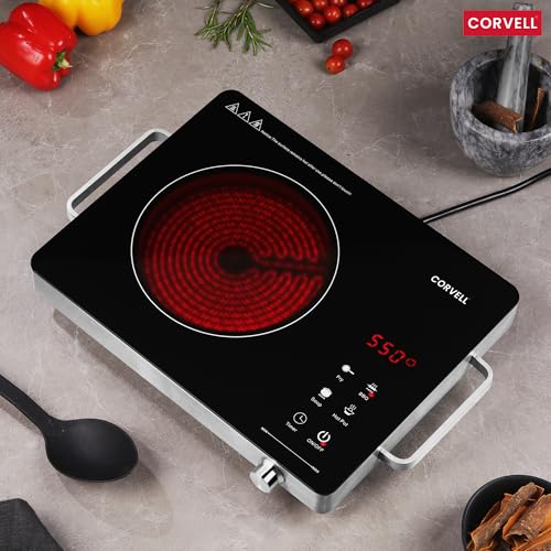 Image of 2200W Infrared Cooktop | Smart Electric Stove with Digital Display & Adjustable Temperature | Stainless Steel & Ceramic Design, 4 Cooking Modes, Auto Shut-Off