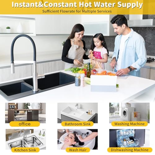 Tankless Water Heater Electric 110 V 5500W, Instant Hot Water Heater Under Sink, On Demand For Point Of Use for Bathroom and Faucet with Remote Control & LCD Touch Screen, Space-Saving (White)