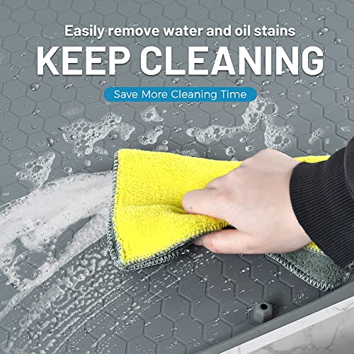 Under Sink Mat, 34'' *22'' Under Sink Mat For Bottom Of Kitchen Sink, Silicone Sink Liner With Drain Hole And Raised Edge Design,Cabinet Protector Mat For Kitchen & Bathroom Cabinet Mats（Grey #TOP4