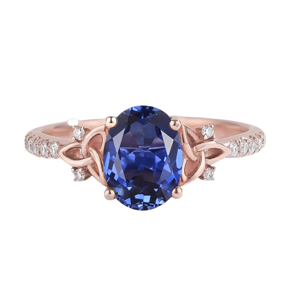 Celtic Engagement Rings for Women Oval Cut Gemstone Rings for Women 10K 14K 18K White Yellow Rose Gold Celtic Ring Wedding Ring Anniversary Promise Rings