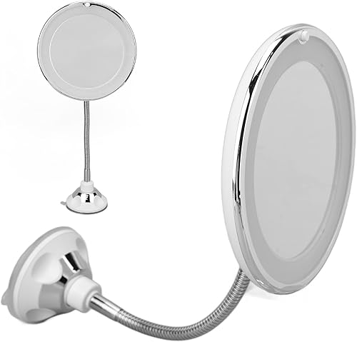 Espejo de aumento, 10 aumentos de luz LED de relleno, ventosa, espejo de maquillaje ajustable para oficina en casa