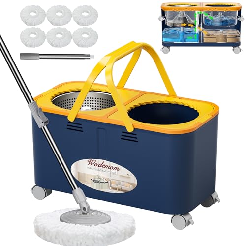 Spin Mop and Bucket with Reusable Heads
