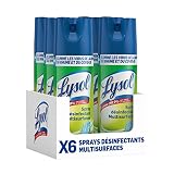 Lysol Spray Désinfectant Antibactérien Elimine 99,9% des Virus et des Bactéries , Multi-Surfaces et Textiles, sans Javel, Parfum Tropical - 400ml x 6 unités