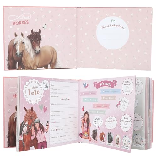 Depesche 13198 Miss Melody - Freundebuch in Rosa, mit Pferde Motiv und Pony Muster in Gold, Freundschaftsbuch mit 108 Seiten zum Eintragen und Verzieren