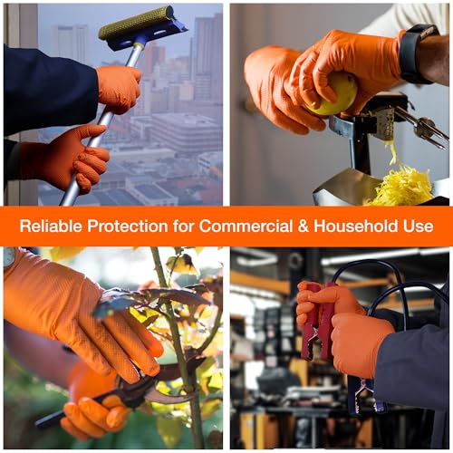 Image of 1st Choice Orange 6 mil Nitrile Disposable Gloves Diamond Grip Medium 2000