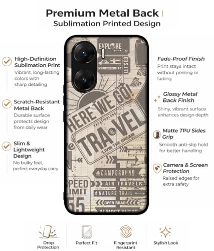 Image of Travel Design Premium 2D Printed Metal Back Case Cover for Vivo V29E 5G