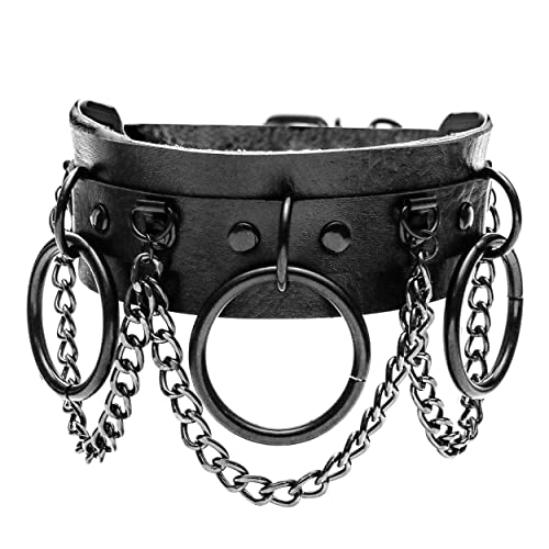 MILAKOO Choker Halskette für Damen Leder Choker Halskette aus schwarzem PU-Leder Cover