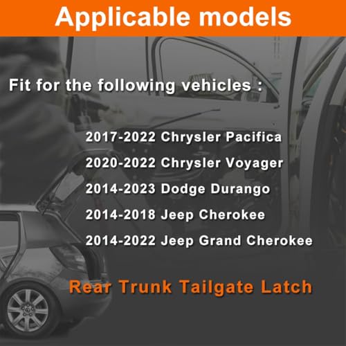 Image of Liftgate Lock Actuator Compatible with 2017-2022 Pacifica Voyager - 2014-2023 Durango - 2014-2018 Cherokee Grand Cherokee Rear Trunk Tailgate Latch Assembly without Power