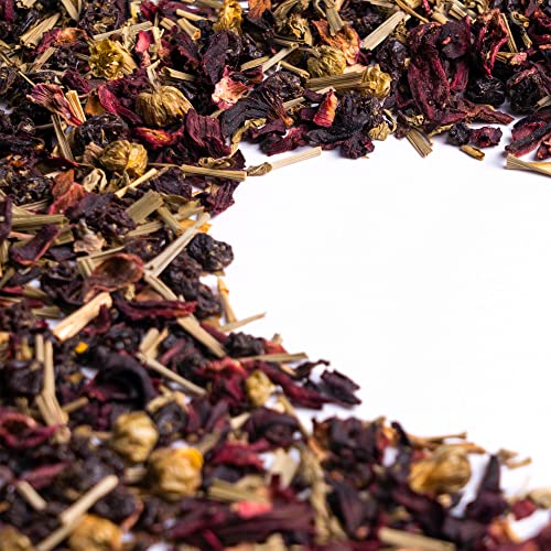 Taimei Teatime Hibiscus Lemongrass Loose Leaf Teas (120G), Grape Chrysanthemum Fruit Mint Loose Leaf Tea Blend From Germany，Decaf Herbal Tea Gift For Mom,Women,Girl Friend And Tea Lovers #TOP2
