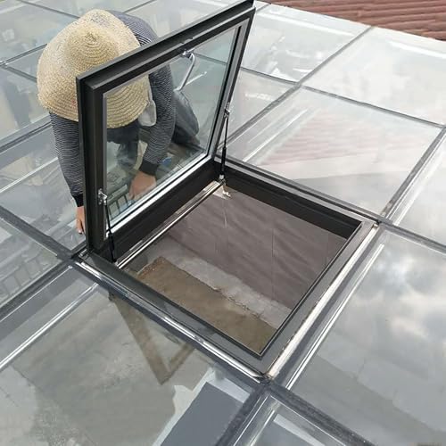 Skylight Roof Window & Basement Daylighting Door, Double-Glazed Tempered Glass, Aluminum Frame, Excellent Ventilation, Ideal for Attics & Sunrooms (30.7"x38.5")