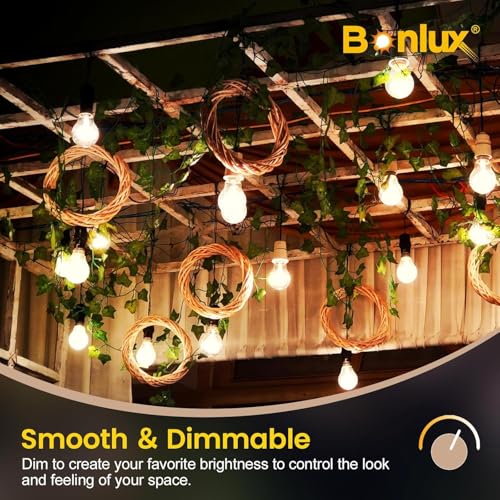Bonlux 42W B22 Bayonet Light Bulbs,A60 Globe Dimmable Bayonet Cap Light Bulbs,220V,2700K Warm White Clear A-Shaped B22 Bulbs, 2000 Hours Long Life,613 Lumens Output,6-Pack - Image 3