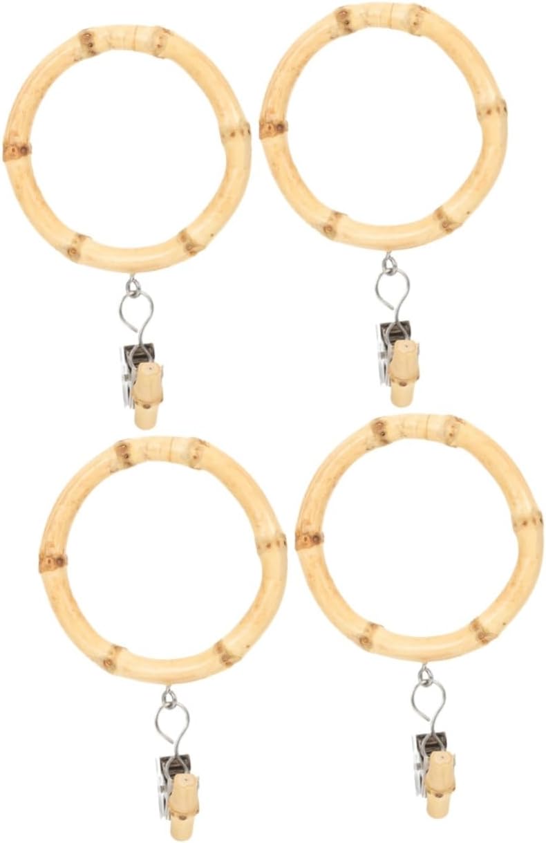 4pcs Natural Curtain with Clips Bath Curtain Hooks Lightweight Design Easy Installation for Window Drapes