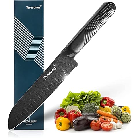TANSUNG Santoku Knife Ultra Sharp Chef Kitchen Knife Cutting Cooking Knife with Durable Stainless Steel Nonstick Blade Ergonomic Handle for Home Gourmet Restaurant Cooker Gift Cover