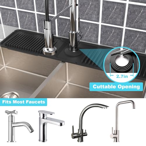 folding faucet mat for kitchen sink-sink splash guard behind faucet-silicone kitchen faucet mat-faucet draining mat of sink accessories with button lock