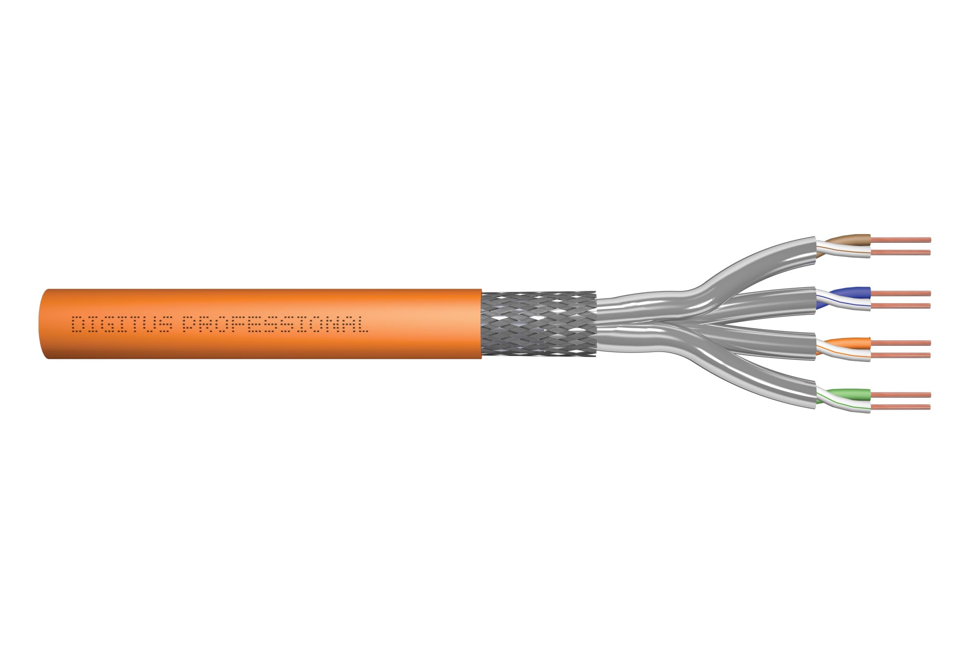 DIGITUS 500 m Cat 7 Netzwerkkabel - S-FTP (PiMF) Simplex - BauPVO B2ca - LSZH Halogenfrei - 1200 MHz Kupfer AWG 23/1 - PoE+ Kompatibel - LAN Kabel Verlegekabel - Orange