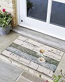 Fußmatte für drinnen und draußen, Motiv: 'Live Love Laugh Daisy Flower', rutschfest, niedriges...