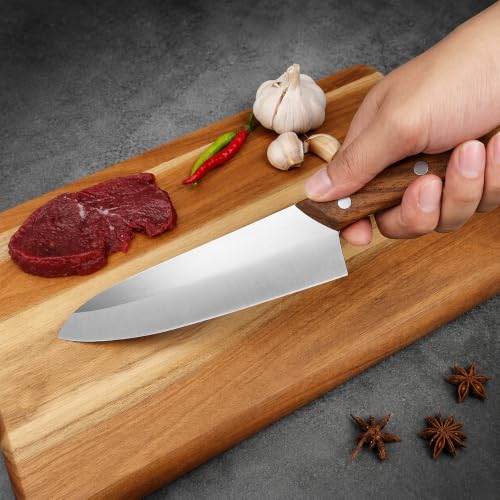 Image of Machado Japanese Chef Knife, High Carbon Stainless Steel Kitchen Knife with Rosewood Ergonomic Handle, Razor Sharp Multipurpose Cooking Knife for Meat, Vegetables, Fruits & Everyday Kitchen Use