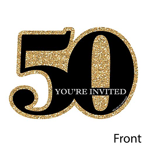 Adult 50Th Birthday - Gold - Shaped Fill-In Invitations - Birthday Party Invitation Cards With Envelopes - Set Of 12 #TOP1