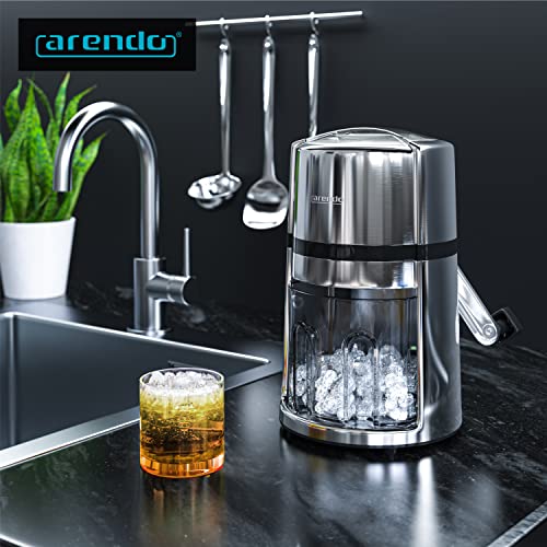 Arendo Ice Crusher Edelstahl 1,1 L manuell Eiszerkleinerer für Getränke