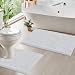 LuxUrux Bathroom Rugs Luxury Chenille 2-Piece Bath Mat Set, Soft Plush Anti-Slip Shower Rug +Toilet Mat.1'' Microfiber Shaggy Carpet, Super Absorbent Machine Washable Bath Mats (Curved Set, White)