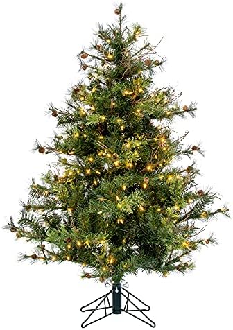 Vickerman 4.5' Mixed Country Pine Slim Artificial Christmas Tree, Warm White Dura-Lit® LED Lights - Faux Christmas Tree - Seasonal Indoor Home Decor
