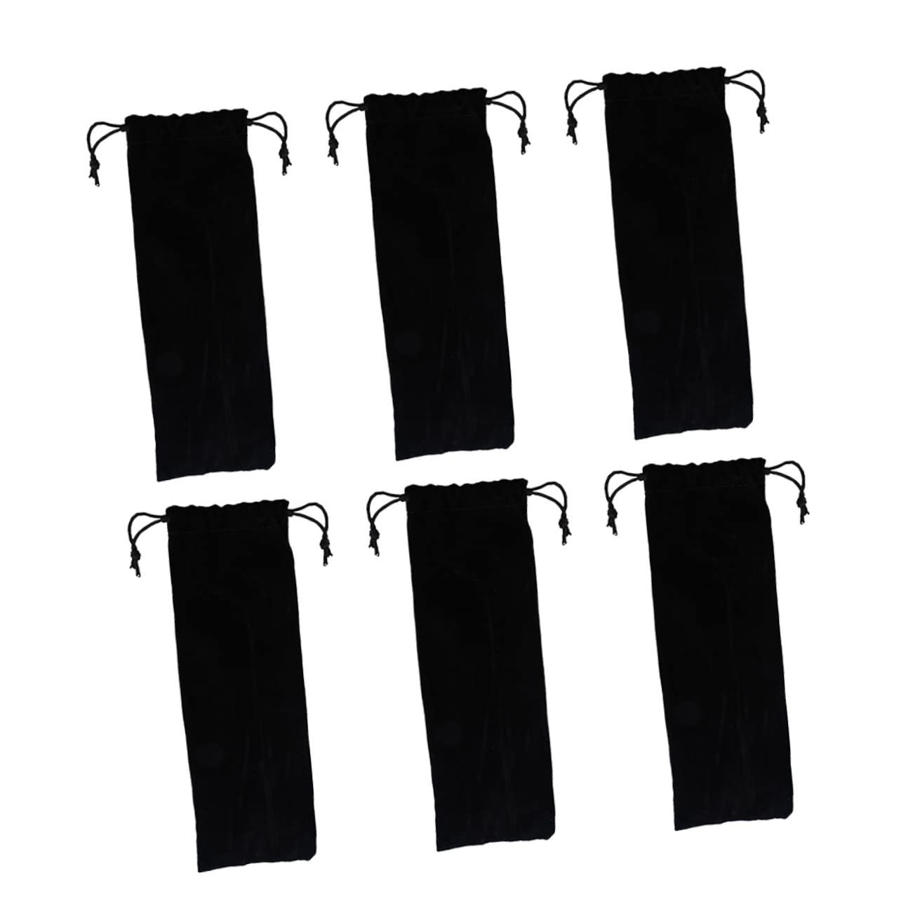 KICHOUSE 6pc Flannel Pouch Bag Stainless Steel Straw Storage Case for Lunch Box Silverware Portable Straw Carrying Case Reusable Straw Set Case