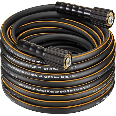 Flexible Pressure Washer Hose 200 FT X 1/4",Kink Resistant Max 10000 Burst PSI Power Washing Extension Replacement Hose Pipe With Universal M22 Fittings For Gas Electric Pressure Washer Cover