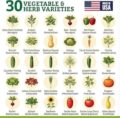 Vegetable/Herb Seeds Variety Pack - 30 Heirloom Seed Gift Kit - Made in USA - 3
