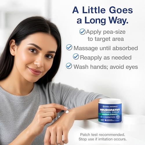 Image of Owell Naturals Neuropathy Cream Extra Strength - Fast Absorbing Cooling for Leg, Feet & Hands - Advanced Soothing Formula with Aloe Vera, Arnica, MSM & Vitamin B6 - Made in USA, 4 fl oz